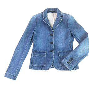 Theory Button-Down Denim Jacket 100% Cotton w/ Pockets Size 2 Women's
